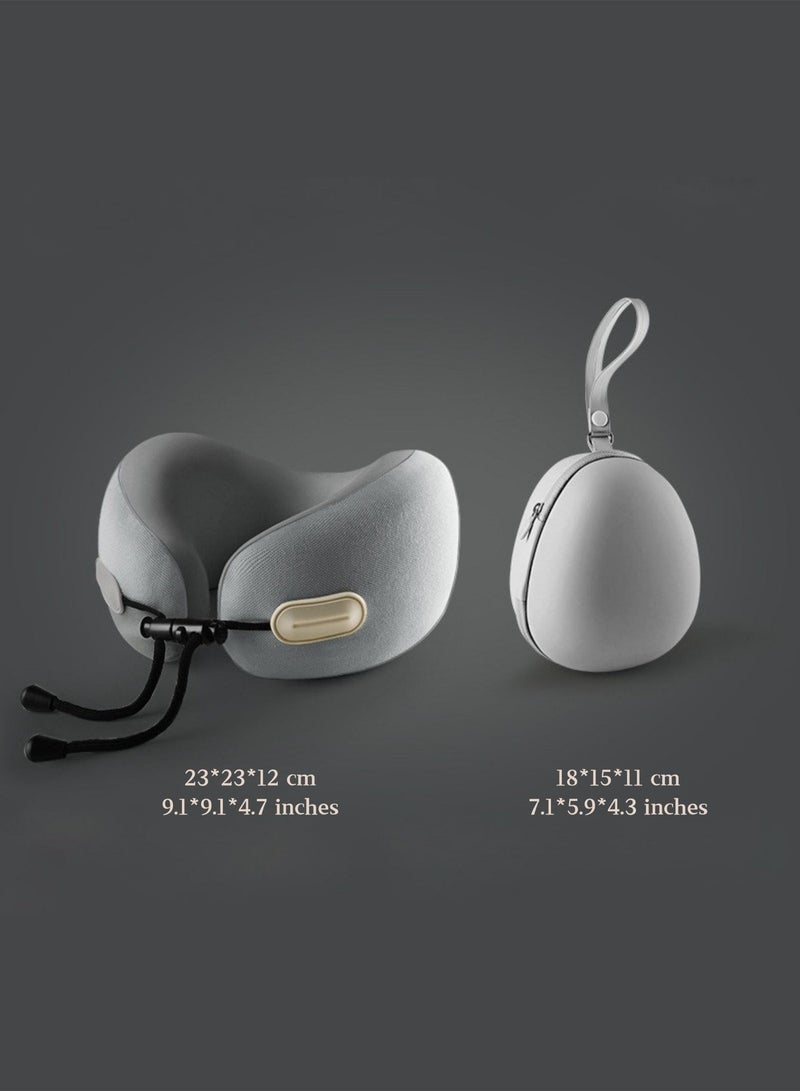 تذكرة سفر وسادة رقبة ذاكرة الرغوة شكل حرف U بدعم رأس قابل للتعديل، حقيبة محمولة لرحلة الطائرة والسيارة، وسادة مريحة للاستخدام المنزلي والمكتبي، لون أسود - Image 5